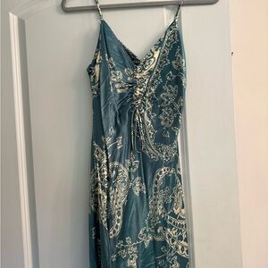 Zara Blue Slip Mini Dress Spaghetti Strap Cocktail